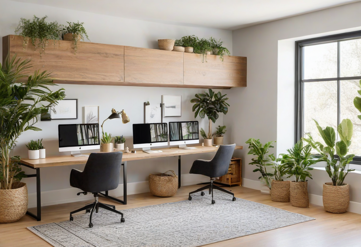 Dual Desk Setup for Couples Sharing a Home Office